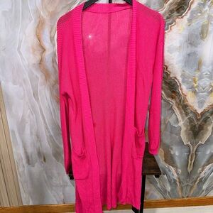 Women's Pink Open-Front Cardigan Sweater